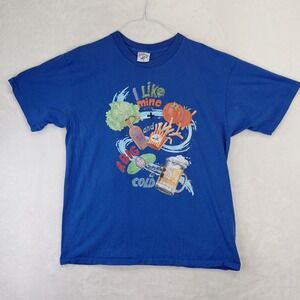 Vintage Caribbean Soul Cheeseburger in Paradise Blue TShirt XL Single Stitch Men
